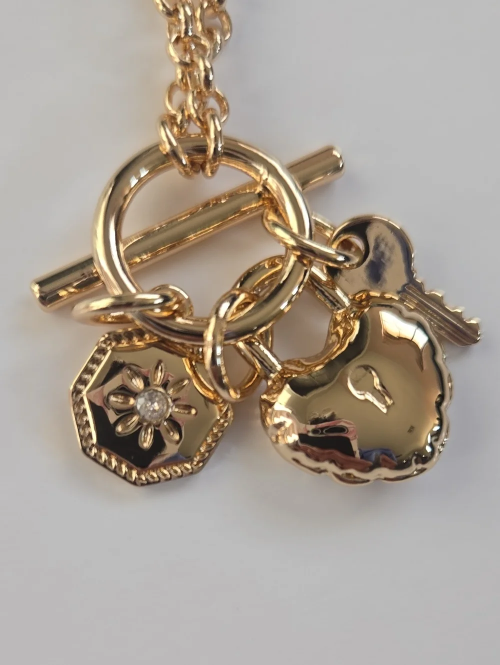 J. Crew Hart Lock and key charm necklace gold Color NWT